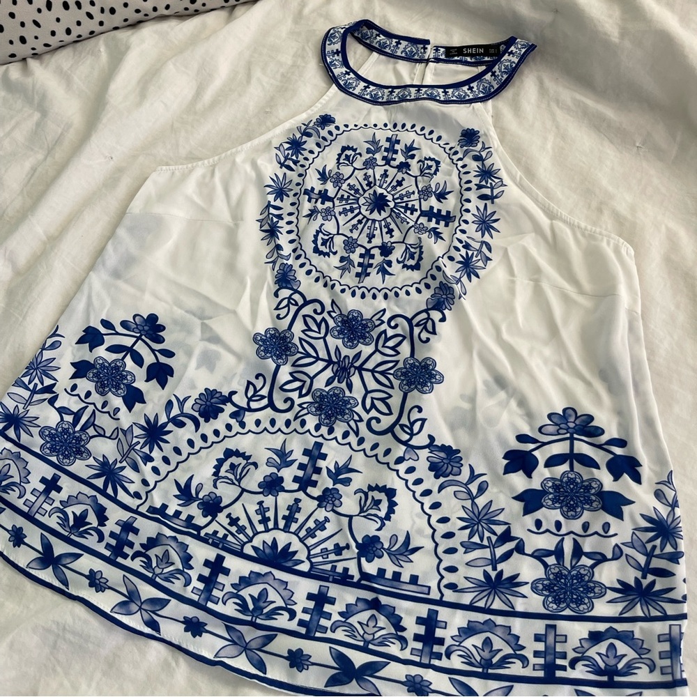 Shein Patterned High Neck Tank top